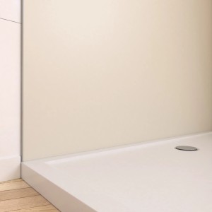 Aurlane Design-Duschwand in Satin Ivory, 120x210x0,3 cm, für die einfache Duschrenovierung.