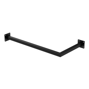 Schwarze ML-Design Kleiderstange Übereck aus Stahl, L-Form, zur Wandmontage.