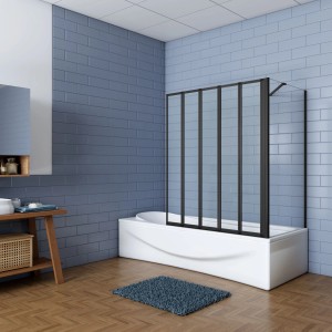 Duschparadies 120x70x140cm 5-teilig Faltwand Trennwand Badewannenaufsatz Duschwand Duschabtrennung mit Festteil