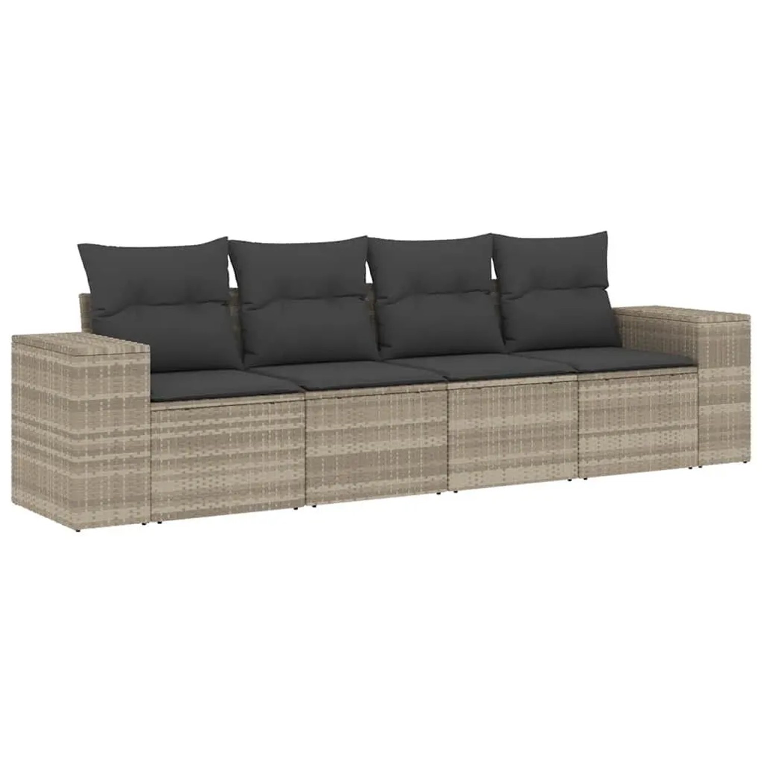 vidaXL 4-Tlg Garten-Sofagarnitur mit Kissen Hellgrau Poly Rattan 3222281 günstig online kaufen