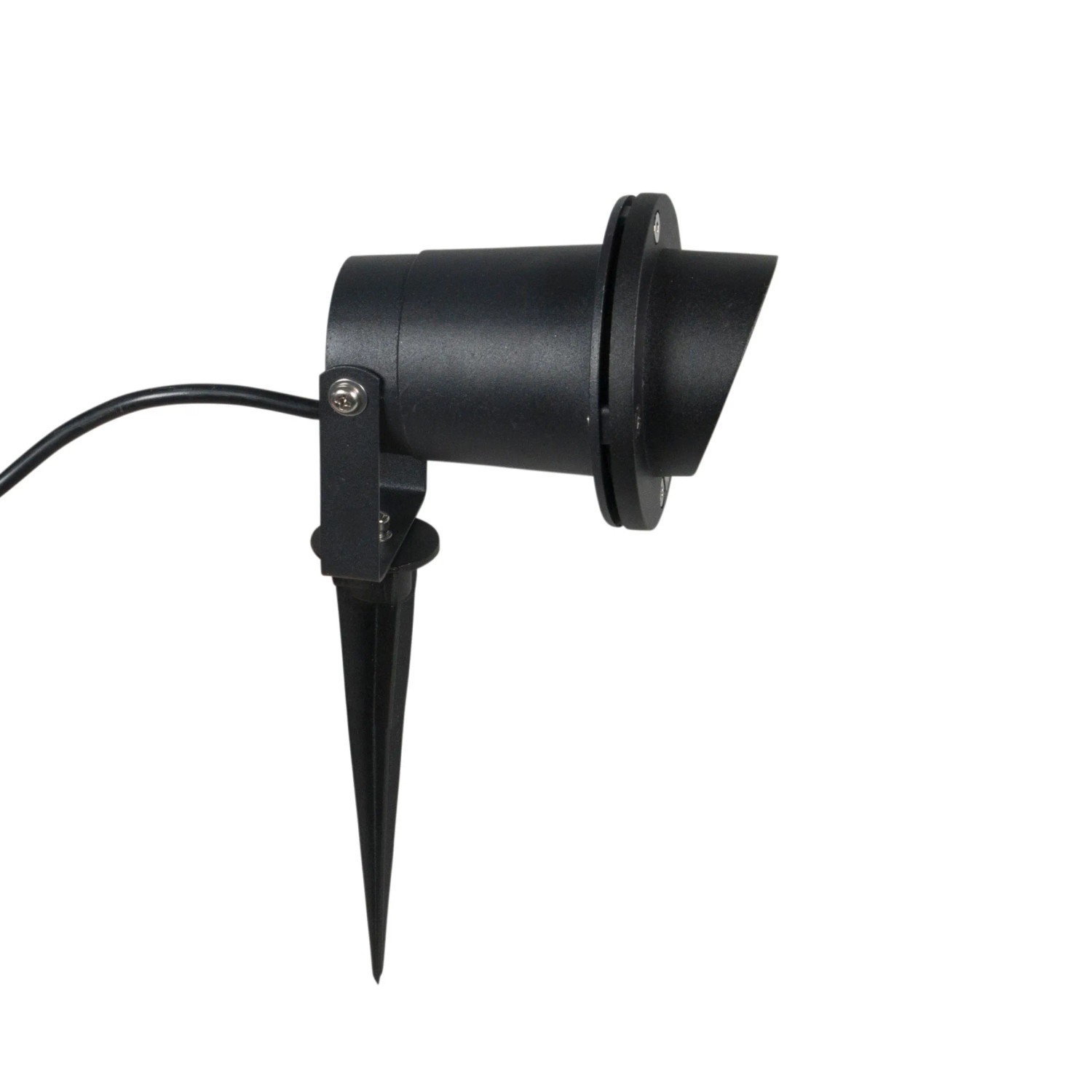 Schwarzer QAZQA Gartenstrahler Done mit Kabel und Stecker, geeignet für den Außenbereich.