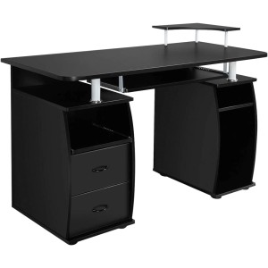 Costway Computertisch mit Schubladen 120 x 55 x 76 cm Schwarz