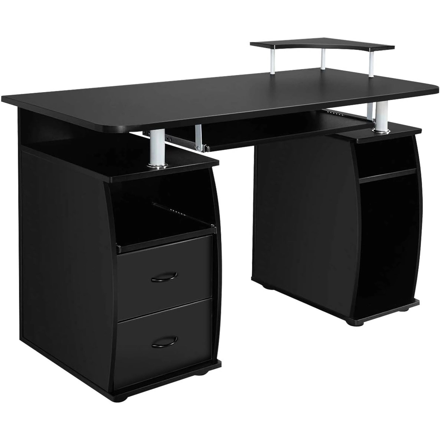 Costway Computertisch mit Schubladen 120 x 55 x 76 cm Schwarz günstig online kaufen