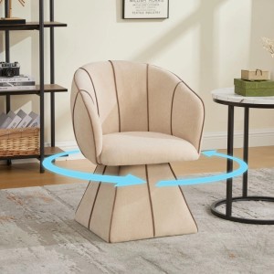 PXloue Stühle Drehstuhl Beige 360 Grad Drehsessel mit Hoher Rückenlehne Chenille
