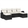 vidaXL Garten-Sofa-Set, 6-teilig, schwarz/weiß, Poly Rattan. Gartenmöbel mit Kissen, modulare Bauweise.