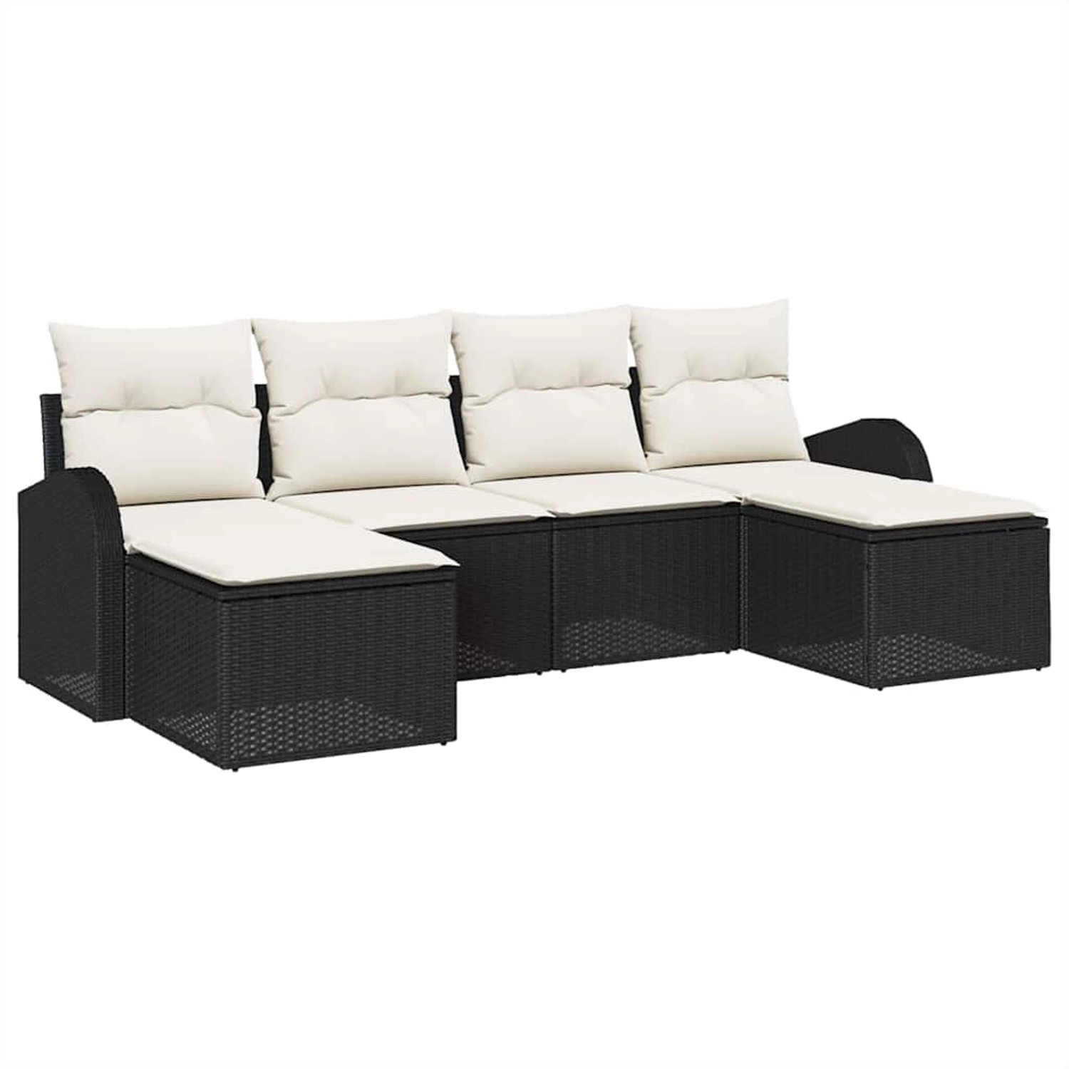 vidaXL Garten-Sofa-Set mit Kissen 6-Tlg Schwarz Weiß Poly Rattan 3354816 günstig online kaufen