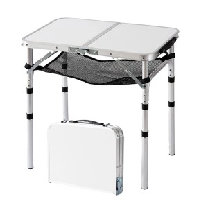 Relaxdays Klapptisch Aluminium Weiß Höhenverstellbar 60 cm x 60 cm x 40 cm