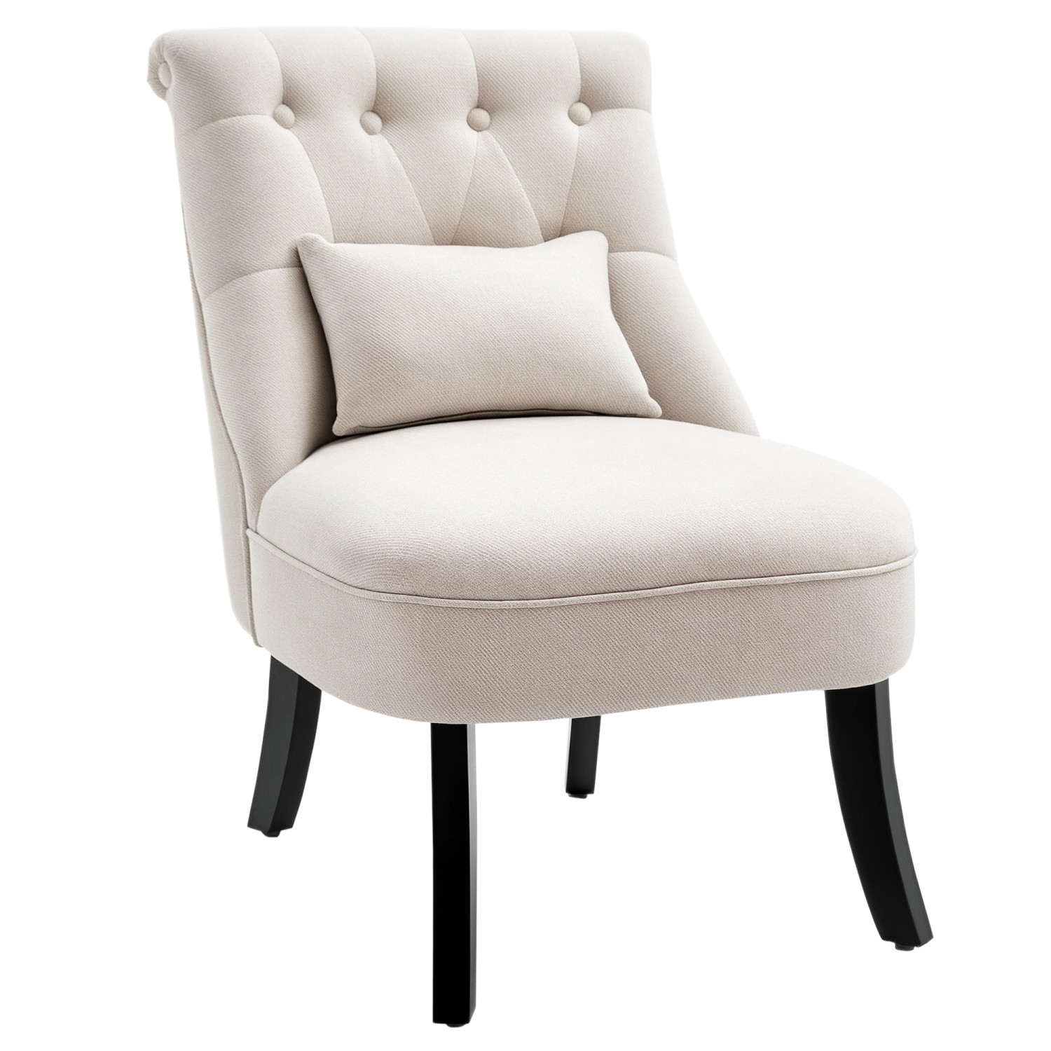 HOMCOM Sessel Leinen Schaumstoff Kautschukholz Cremeweiß B52,5 x T69 x H77 günstig online kaufen