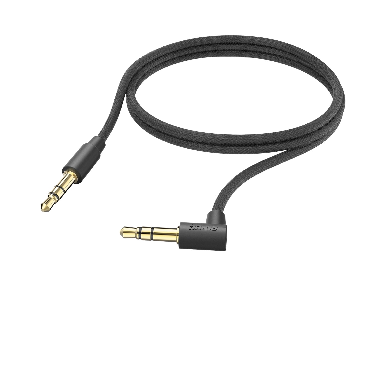Hama Aux-Kabel 90° Winkelstecker 3,5 mm Klinke 1 m Schwarz