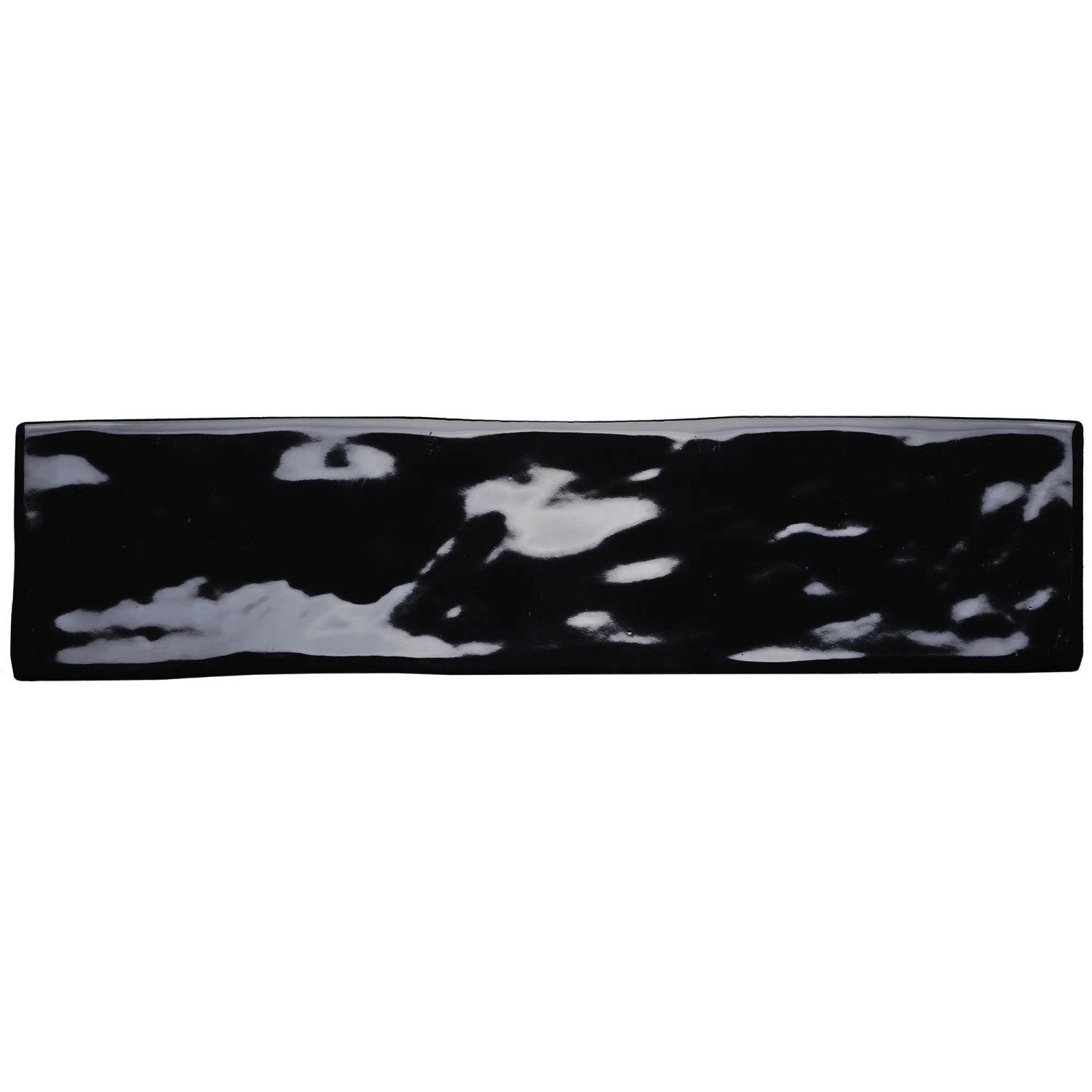 United Tile Wandfliese Loft Steingut Schwarz Glasiert Glänzend 7,5 cm x 30 cm