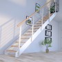 Treppe Kos mit 16 Stufen aus Eiche rustikal, Design-Geländer in Weiß. Ideal für Ihr Zuhause.