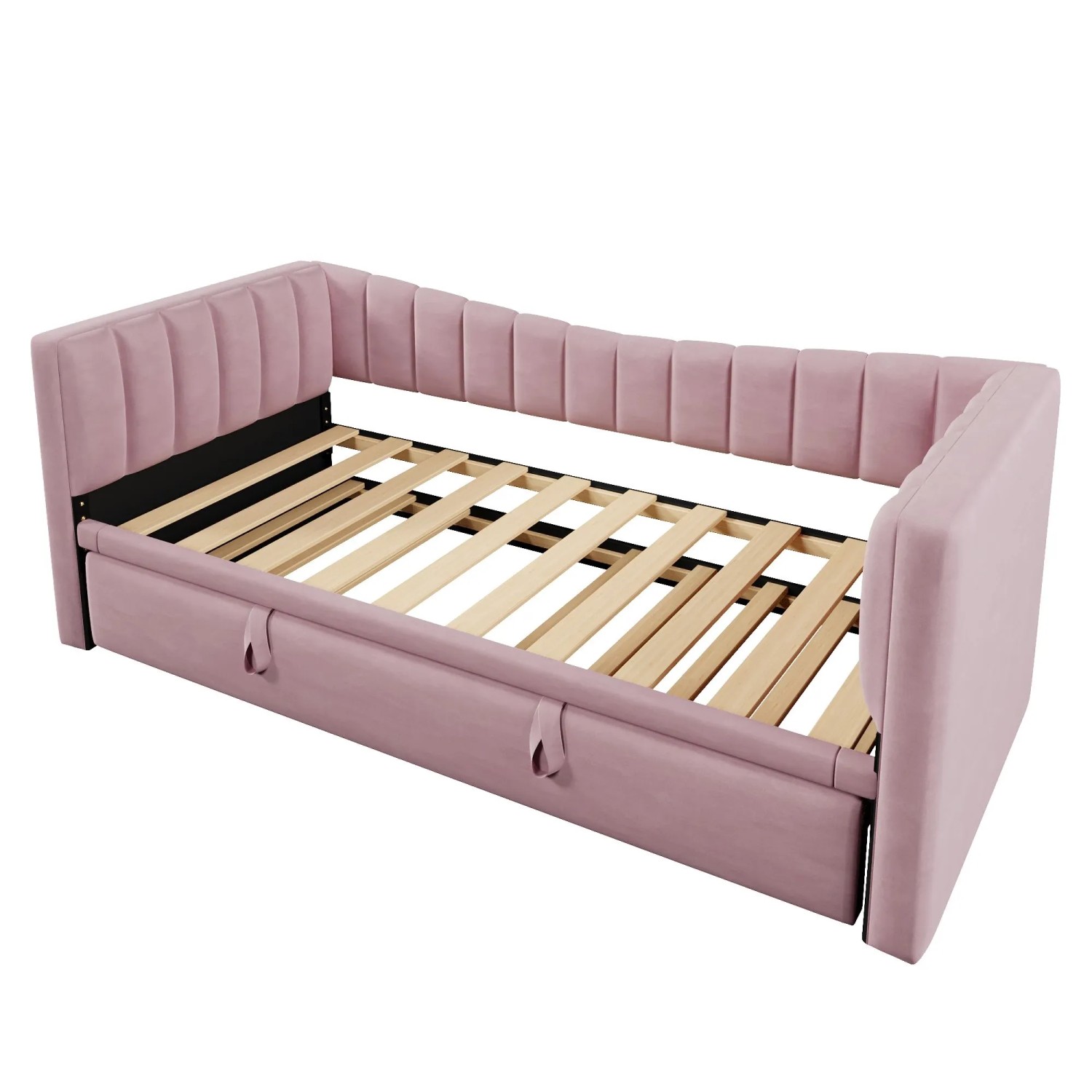 Merax Samt Tagesbett 90x200 Bis 180x200 cm Mit Ausziehbett Rosa