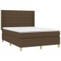 Braunes vidaXL Boxspringbett 140x200 cm mit Stoffbezug und Matratze.