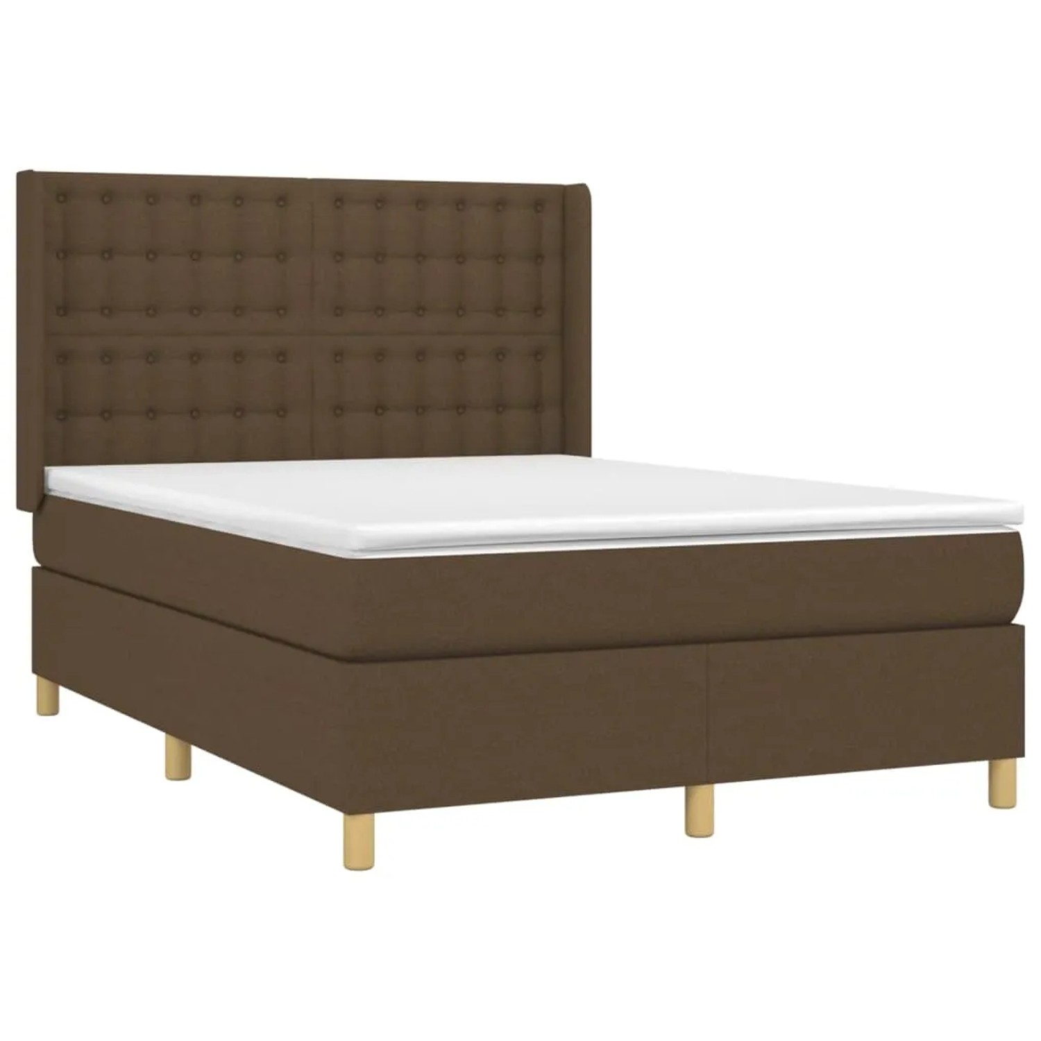 Braunes vidaXL Boxspringbett 140x200 cm mit Stoffbezug und Matratze.