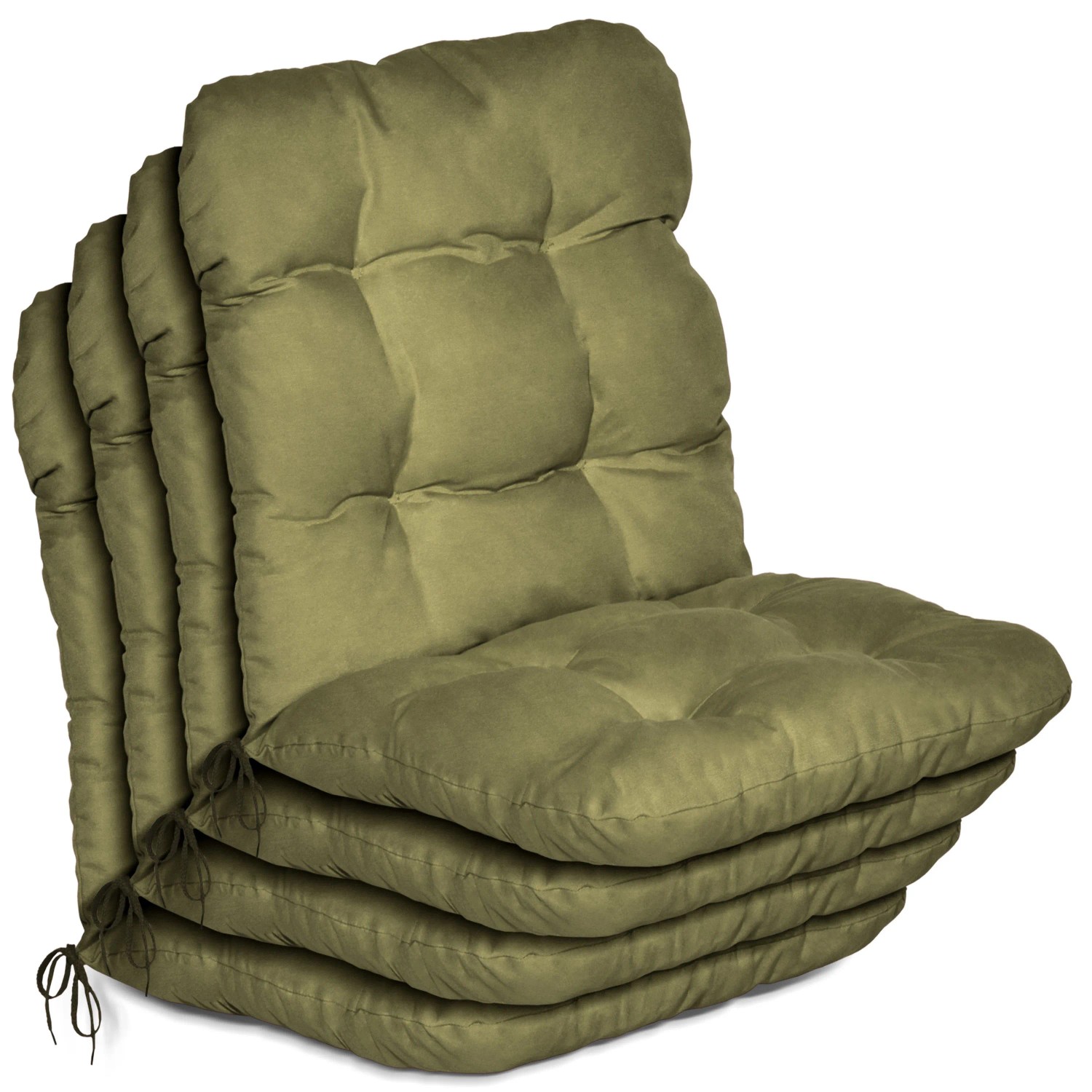 Beautissu 4er Set Niedriglehner Auflagen Set Flair NL 100x50x8cm Olivegrün