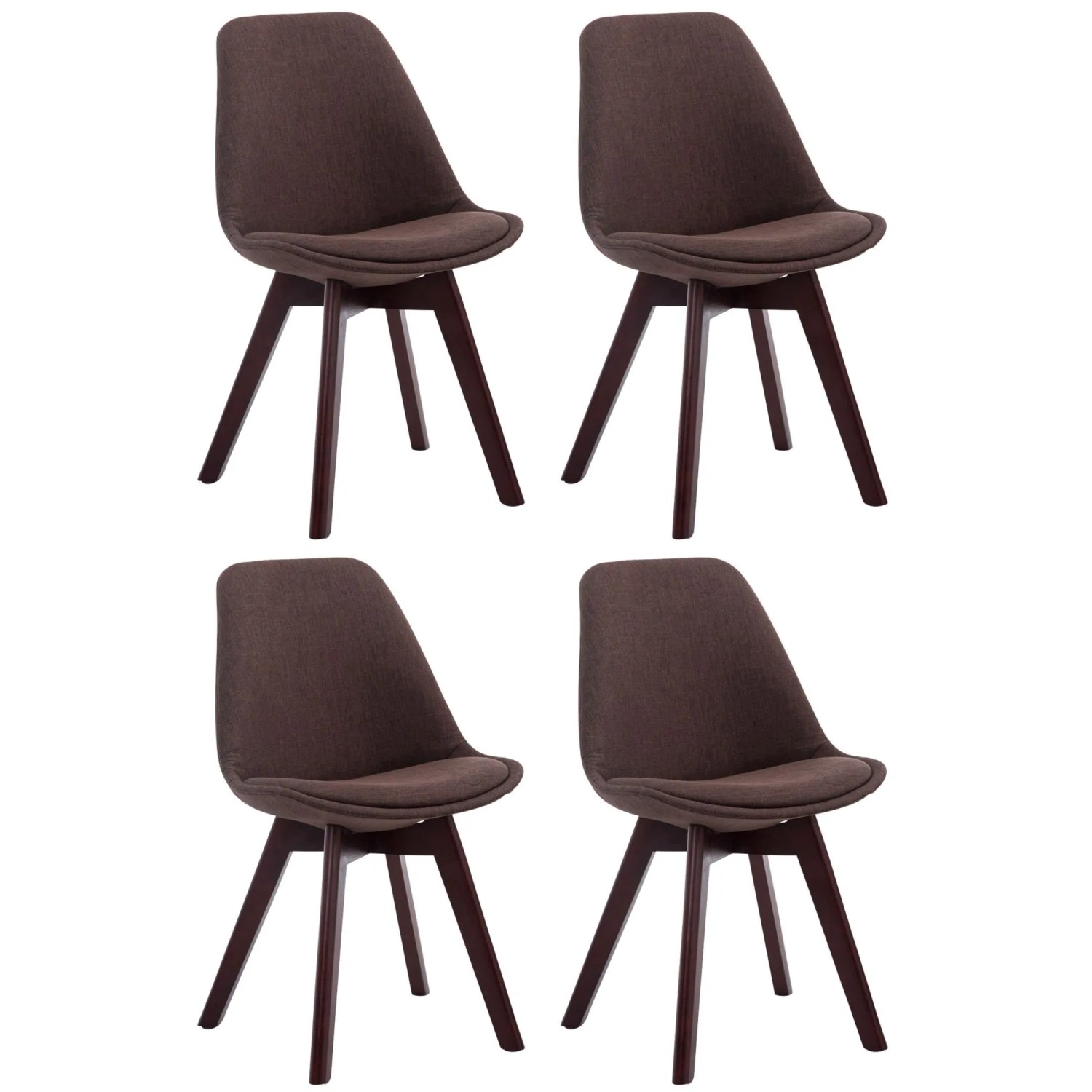 CLP 4er Set Besucherstühle Borneo V2 Stoff Braun/Walnuss