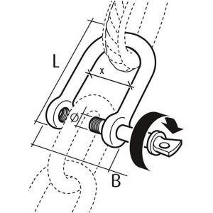 Technische Zeichnung eines geraden Conacord Stahlschäkels, Ø 11 mm, 69 mm Länge, mit Maßen.