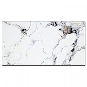 Hochglanz PVC Wandpaneel in Marmor-Optik Arabescato White, 60x120 cm.