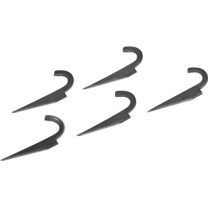 Fünf Rohrhaken, 15 mm, aus Stahl, Zubehör zur Befestigung von Gas- und Wasserrohren.