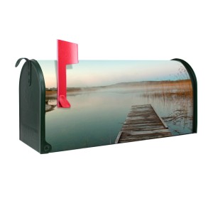 Grüner Banjado US Briefkasten mit Steg-Motiv, Stahl, 48x22x16cm.
