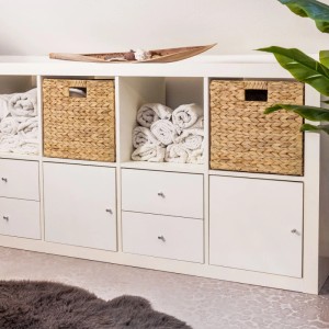 HMF 37240 Aufbewahrungskorb Korb Geflochten Wasserhyazinthe Seegras Kallax 32 x 34 x 32 cm