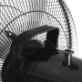 Detailaufnahme: Schwarzer Emerion Tischventilator, 30 cm, mit Schutzgitter.