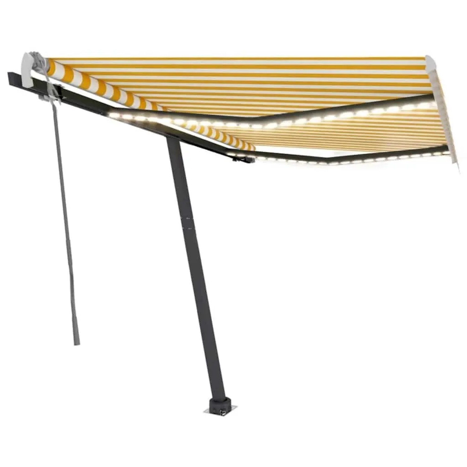 vidaXL Markise Manuell Einziehbar mit LED 350x250 cm Gelb und Weiß 3069723