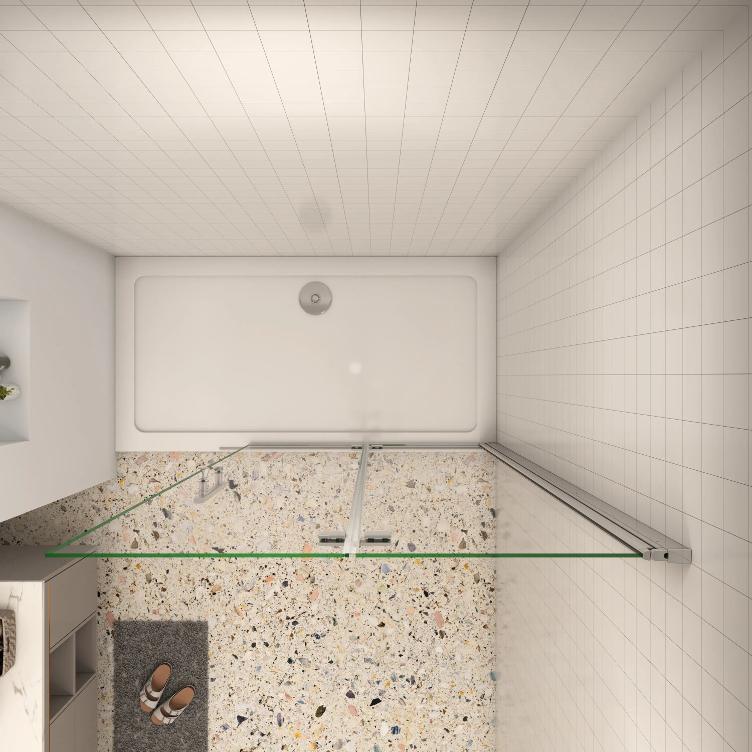 AICA Falttür Dusche 100x185cm, ESG Glas, Drehtür, Walk In Duschwand, Duschabtrennung