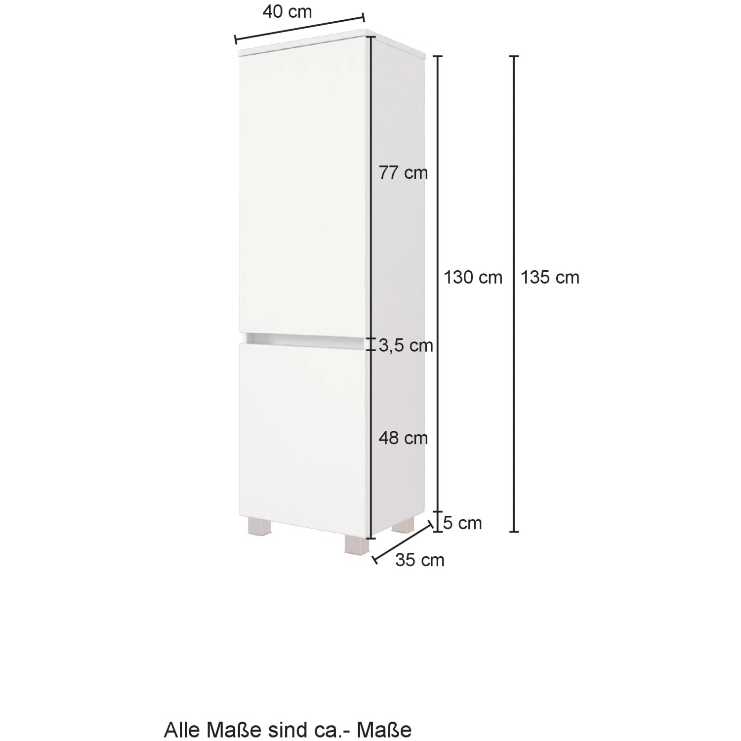 Held Möbel Midischrank Bari, 40 cm, Wotaneiche/Graphitgrau, Bad-Hängeschrank mit zwei Türen und silberfarbenen Füßen.