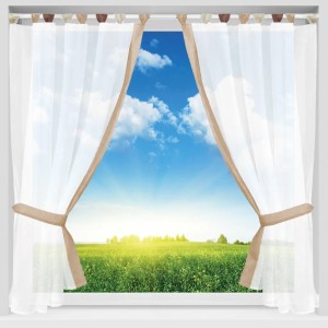 Beiges Arsvita Gardinenset Skyline im Landhausstil, 140x120 cm, mit Schlaufen.