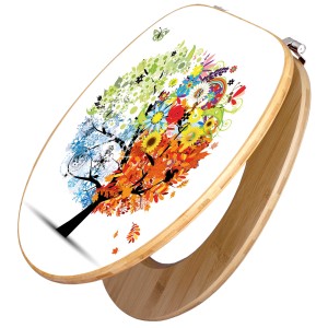 Banjado WC-Sitz aus Bambus mit Motiv "Vier Jahreszeiten". Holz Toilettendeckel für Standard WC.