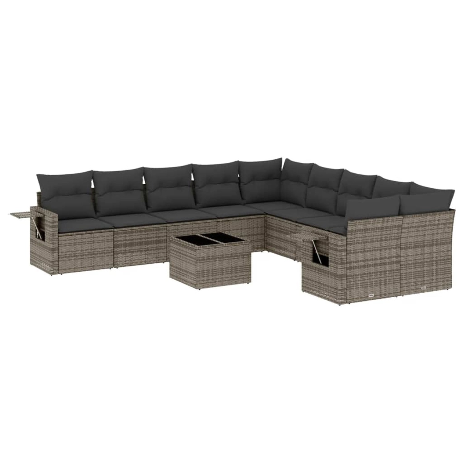 vidaXL 11-Tlg Garten-Sofagarnitur mit Kissen Grau Poly Rattan 3253057 günstig online kaufen