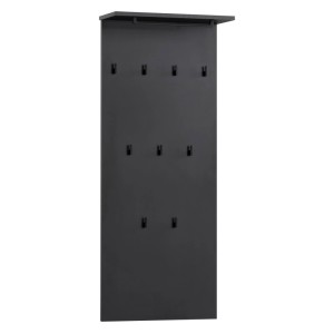 Schwarzes Schildmeyer Hakenpaneel Janne mit Hutablage, Stange und 9 Haken, 110,6x50x20,9 cm.