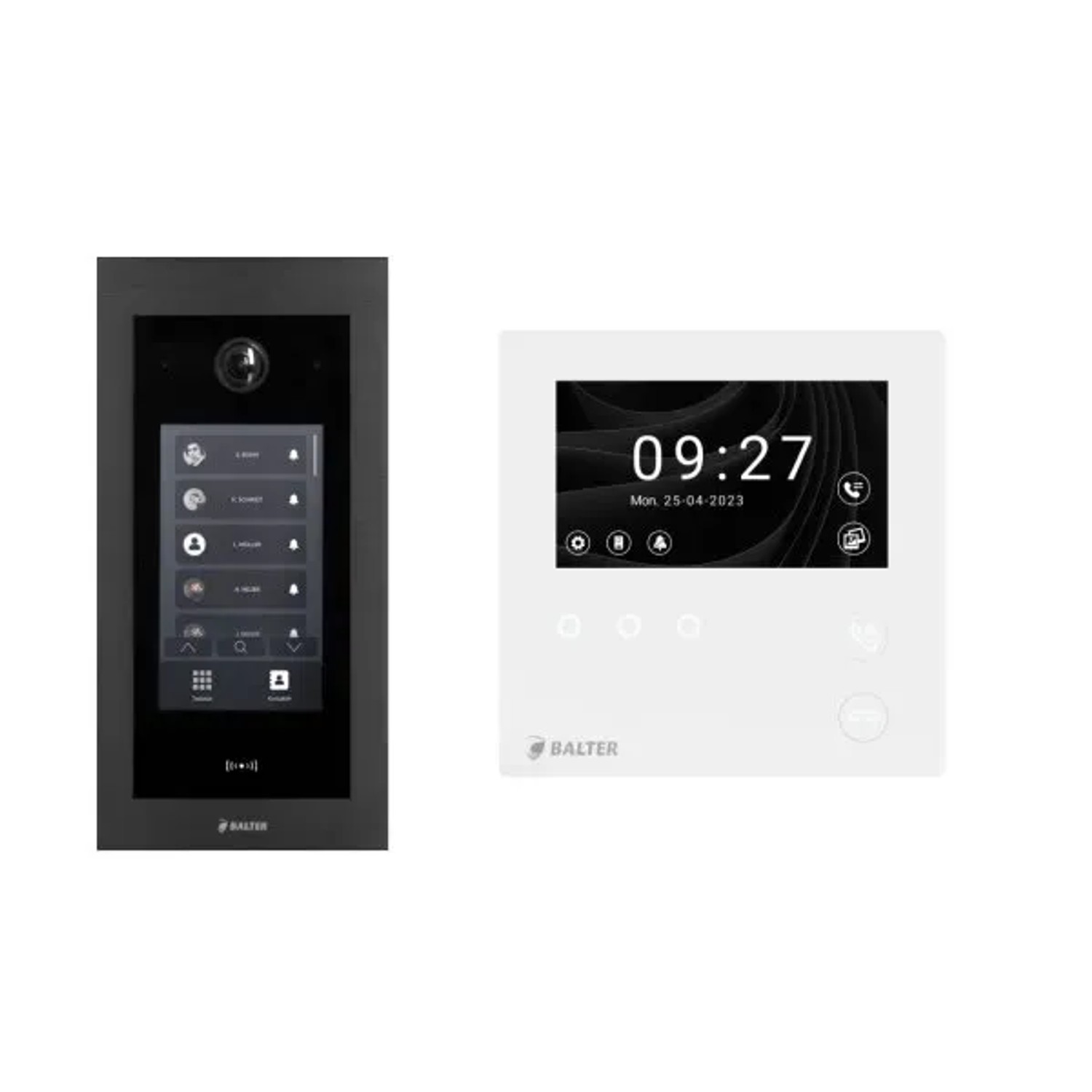 Balter EVO-HD Komplettsystem mit Unterputz-Türstation mit Full-Touch-Display und 1x 4,3 Zoll Mini-HD Monitor Schwarz