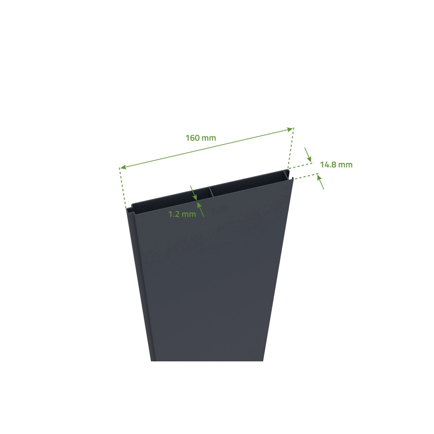 Detailansicht des Casanoov Drehtors Nevis: Aluminiumprofil mit Maßangaben.