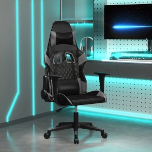 vidaXL Gaming-Stuhl mit Massagefunktion Schwarz und Grau Kunstleder 345515