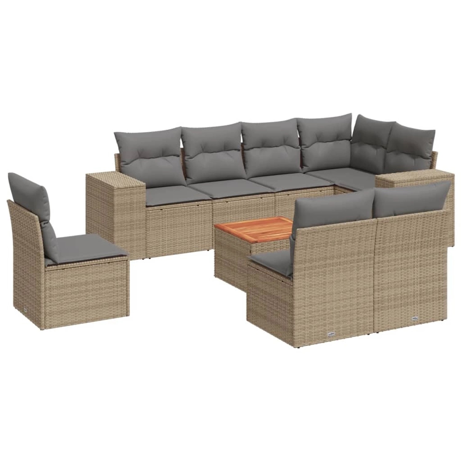 vidaXL 9-Tlg Garten-Sofagarnitur mit Kissen Beige Poly Rattan 3257816 günstig online kaufen