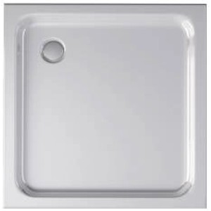 Quadratische, weiße Duschwanne 100x100 cm aus Acryl, ohne Ablaufgarnitur.