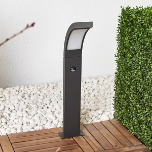 Lucande LED Außenleuchte Juvia 9619128 mit Bewegungsmelder Spritzwassergeschützt Modern in Schwarz aus Aluminium 1-flammig