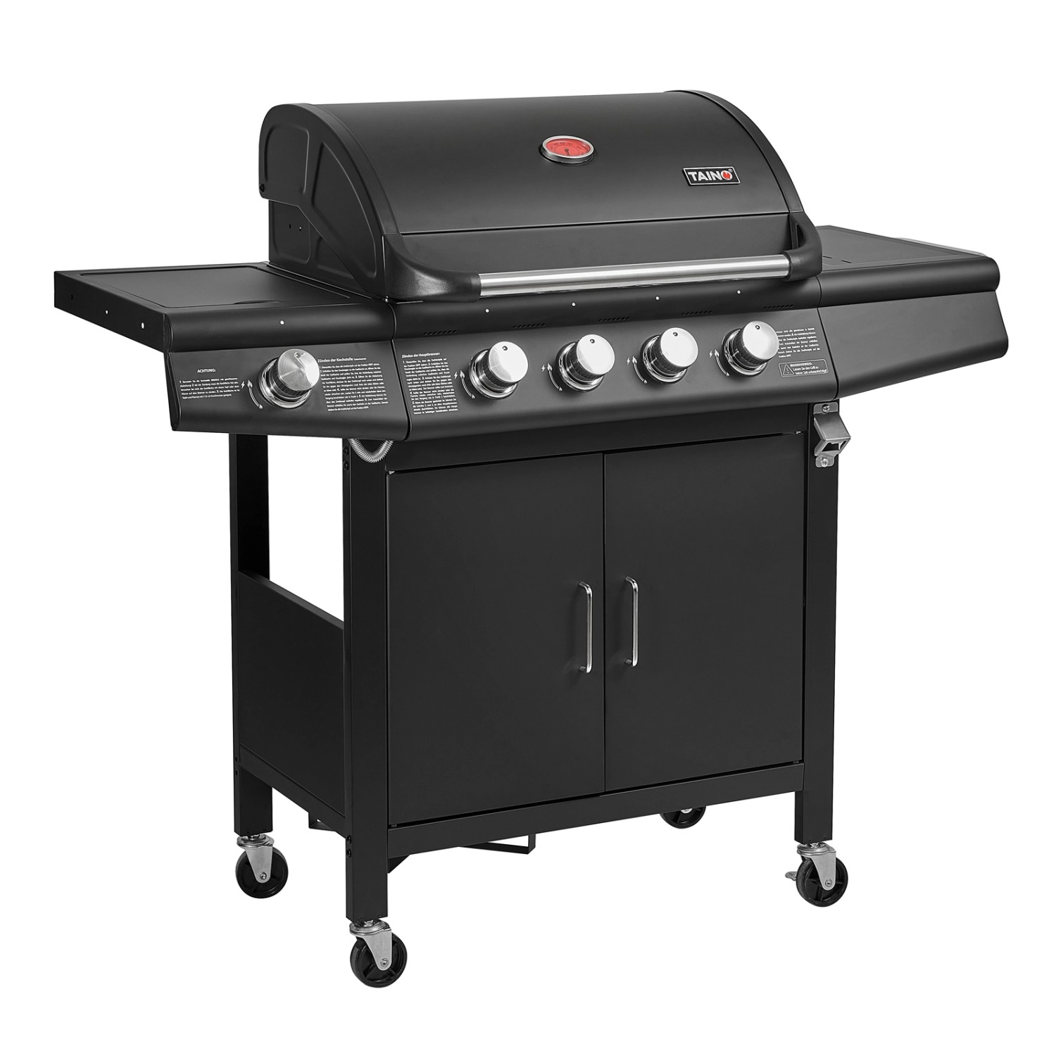 Taino Red 4+1 Gasgrill Grillwagen BBQ Edelstahl-Brenner Gas-Grill Schwarz günstig online kaufen