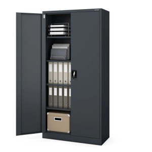 Jan Nowak Metallschrank Aktenschrank 90x185x40 cm mit Zylinderschloss und 4 Fachböden Anthrazit