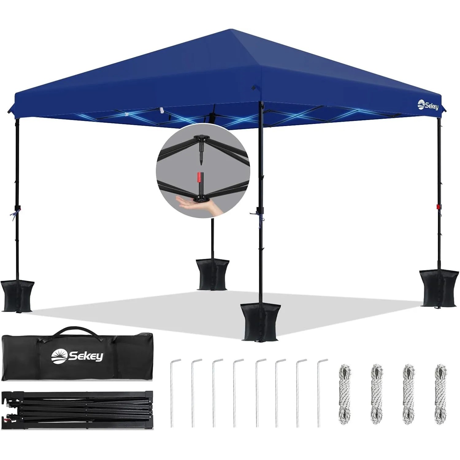 Sekey Premium Pop Up Pavillon 3x3 Wasserdicht Stabil Navy