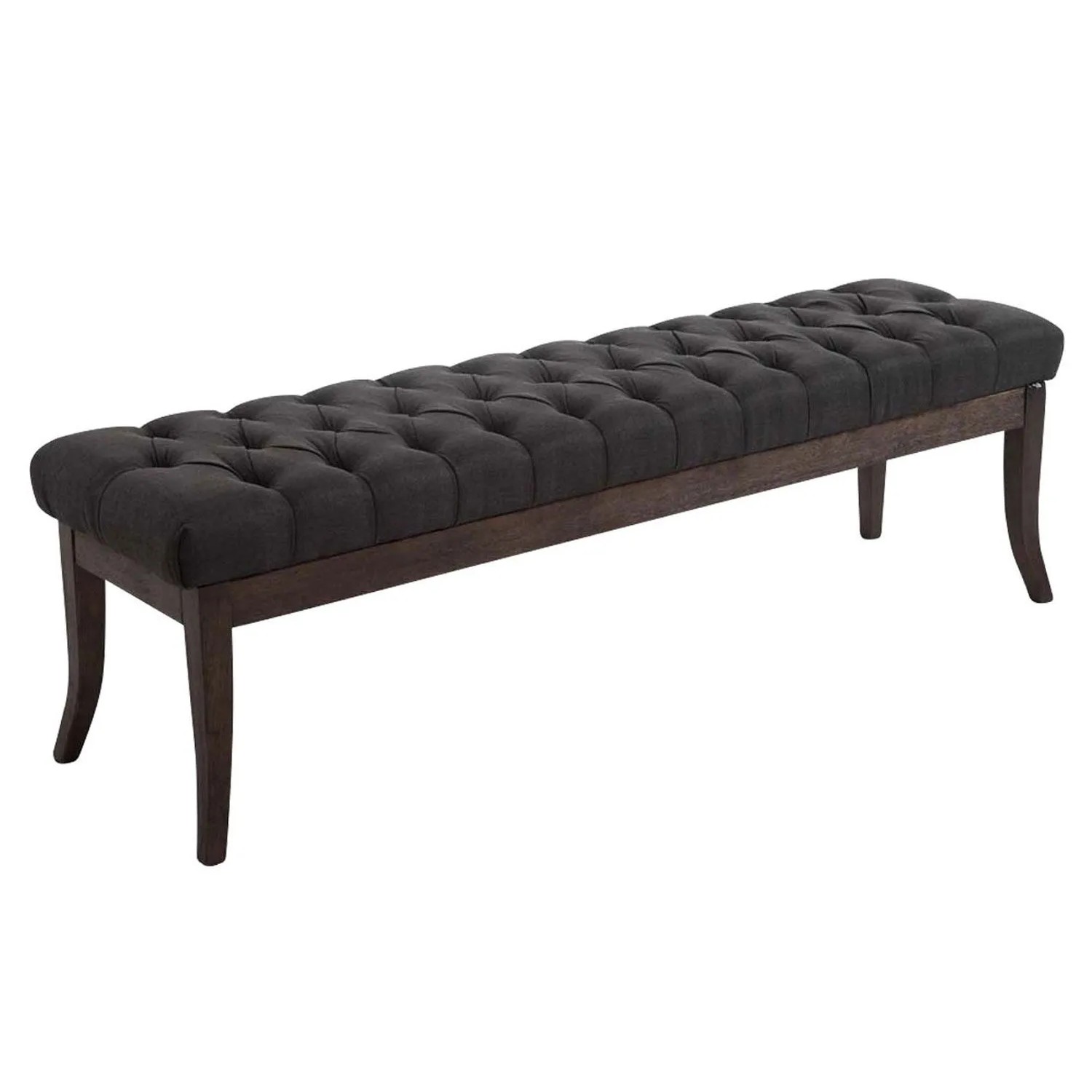DELUKE Sitzbank CANNES Stoff Dunkelgrau 150x38x46cm Dunkelbraun Sitzbank Flur Sitzhocker Esszimmerbank Polsterbank Schlafzimmer