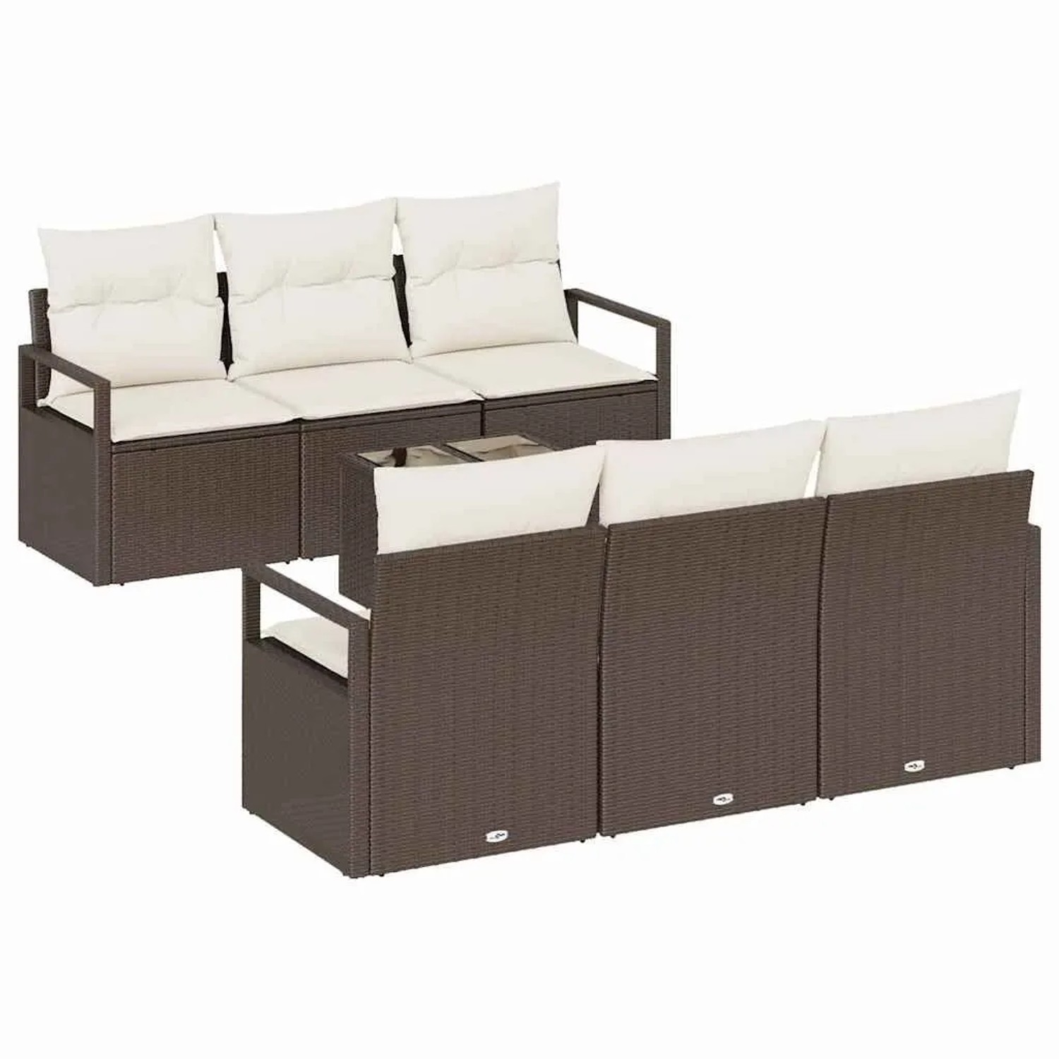 vidaXL Sofa Set 7-Tlg Braun und Creme Poly-Rattan 3346268
