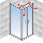 Eckdusche Schulte Alexa Style 2.0 mit Pendeltür, Alu-Natur Rahmen und klarem Glas.