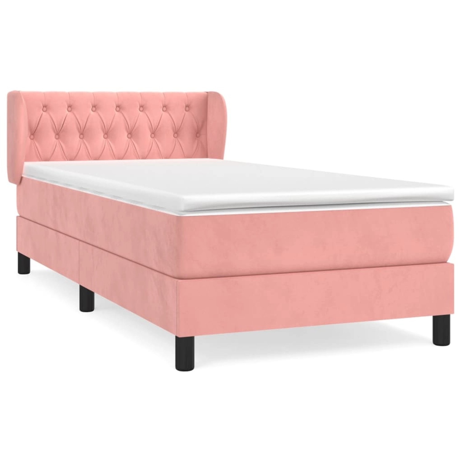 vidaXL Boxspringbett mit Matratze Rosa 90x200 cm Samt 3127654 günstig online kaufen