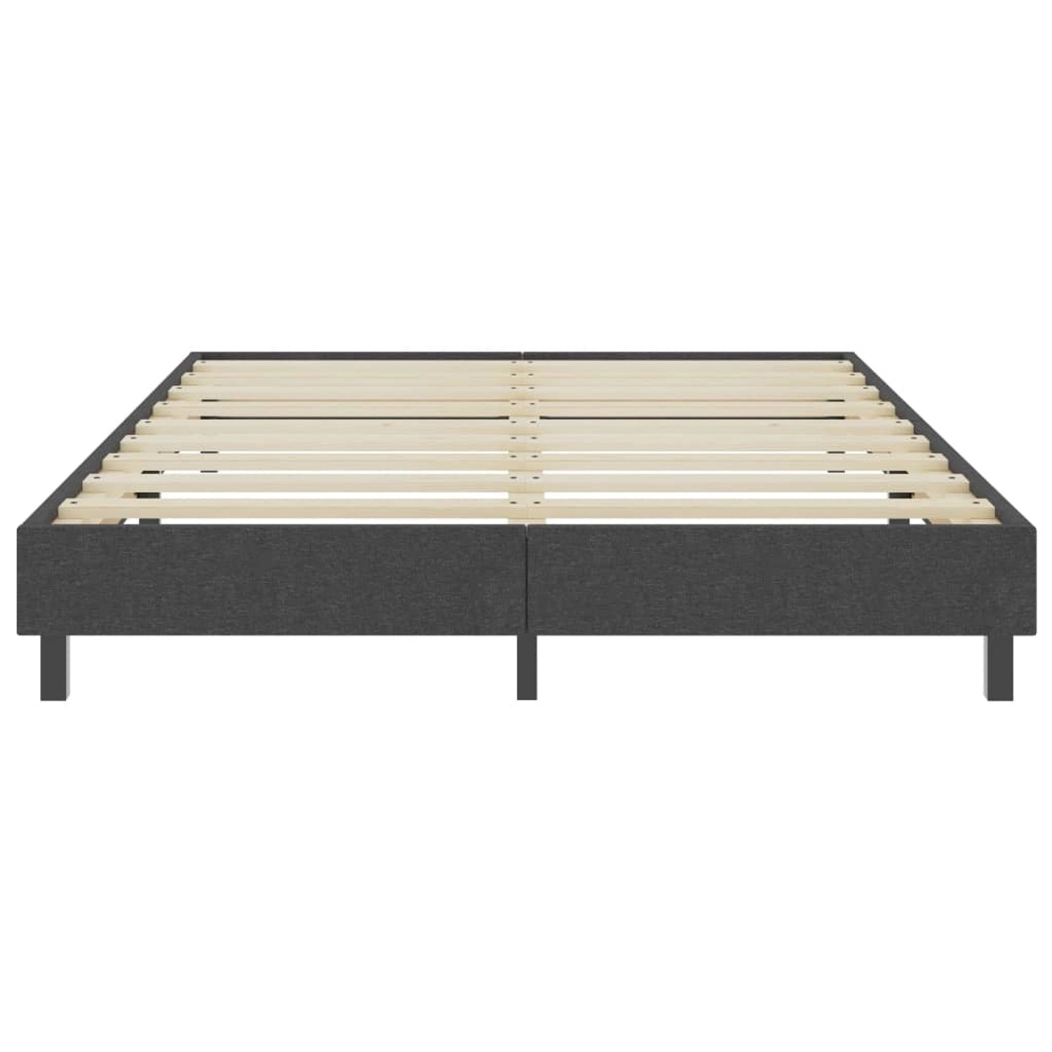 Graues vidaXL Boxspring-Bettgestell (180x200 cm) aus Stoff ohne Kopfteil.
