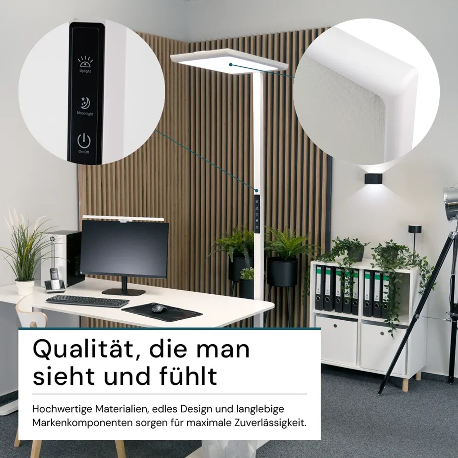 LUXULA LED Stehleuchte 100W 7000lm Bürostehleuchte Up- Downlight Augenschonend UGR16 CRI98 4000K Neutralweiß Dimmbar Stehlampe Weiß_9