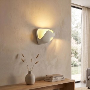 QAZQA Japandi Wandleuchte Cremefarben 30 cm Pietra