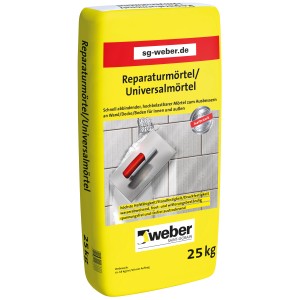 Gelber Sack Weber Reparaturmörtel/Universalmörtel, 25 kg. Trockenmörtel zum Ausbessern von Wand, Decke und Boden.